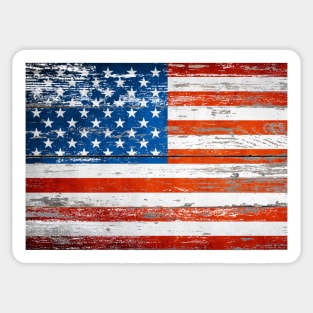 Rustic Wood 4th of July Indepenence Day  Patriotic USA American Flag Sticker